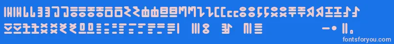 More about GENР RICA PRIMITIVA 01 Font GENР RICA PRIMITIVA 01 Font – Pink Fonts on Blue Background